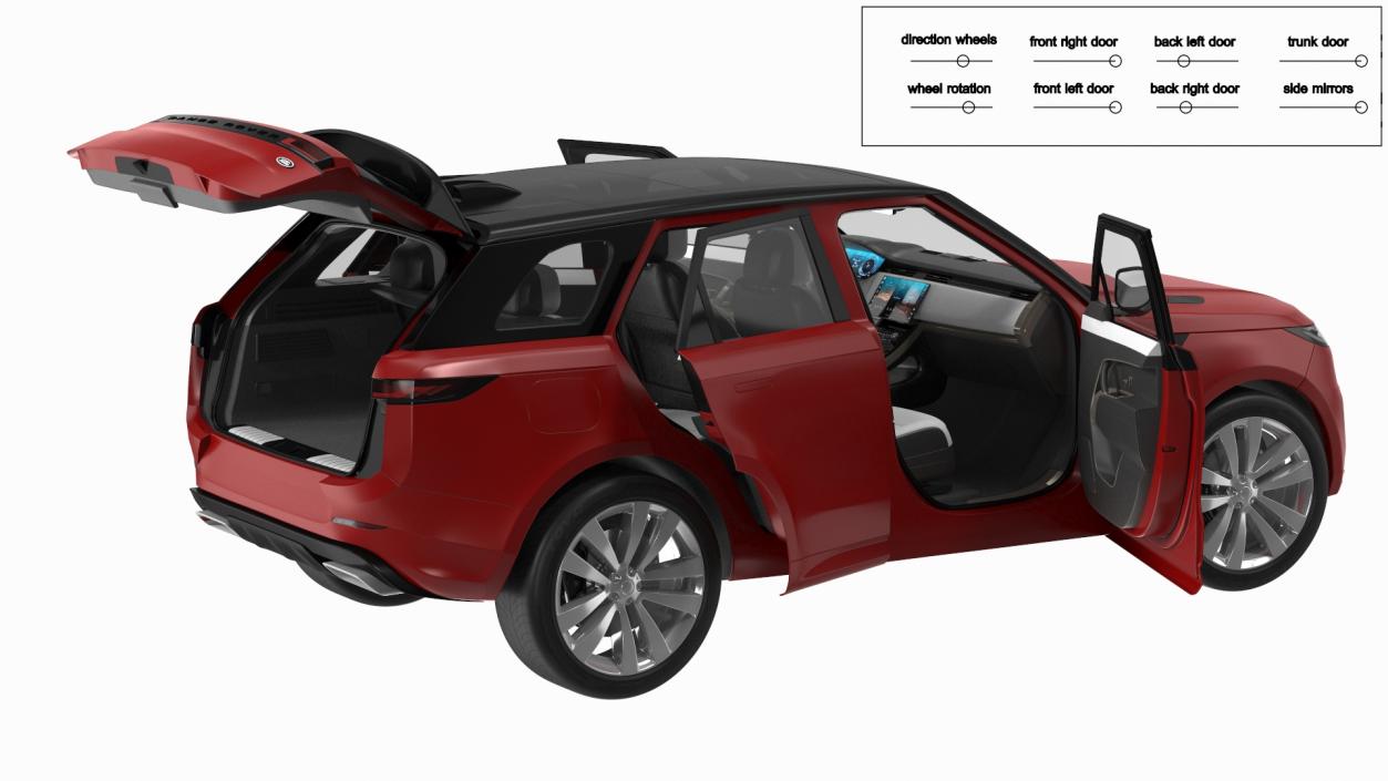 3D Range Rover Sport 2023 Red Rigged model