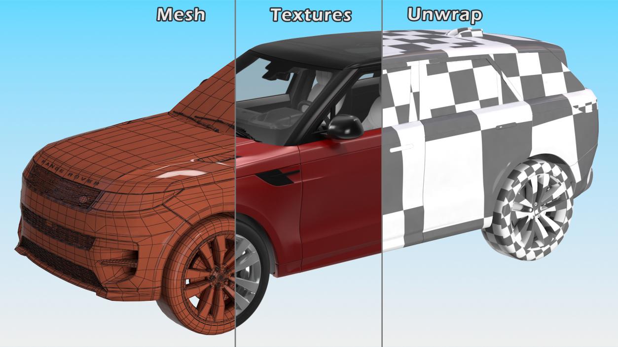 3D Range Rover Sport 2023 Red Rigged model