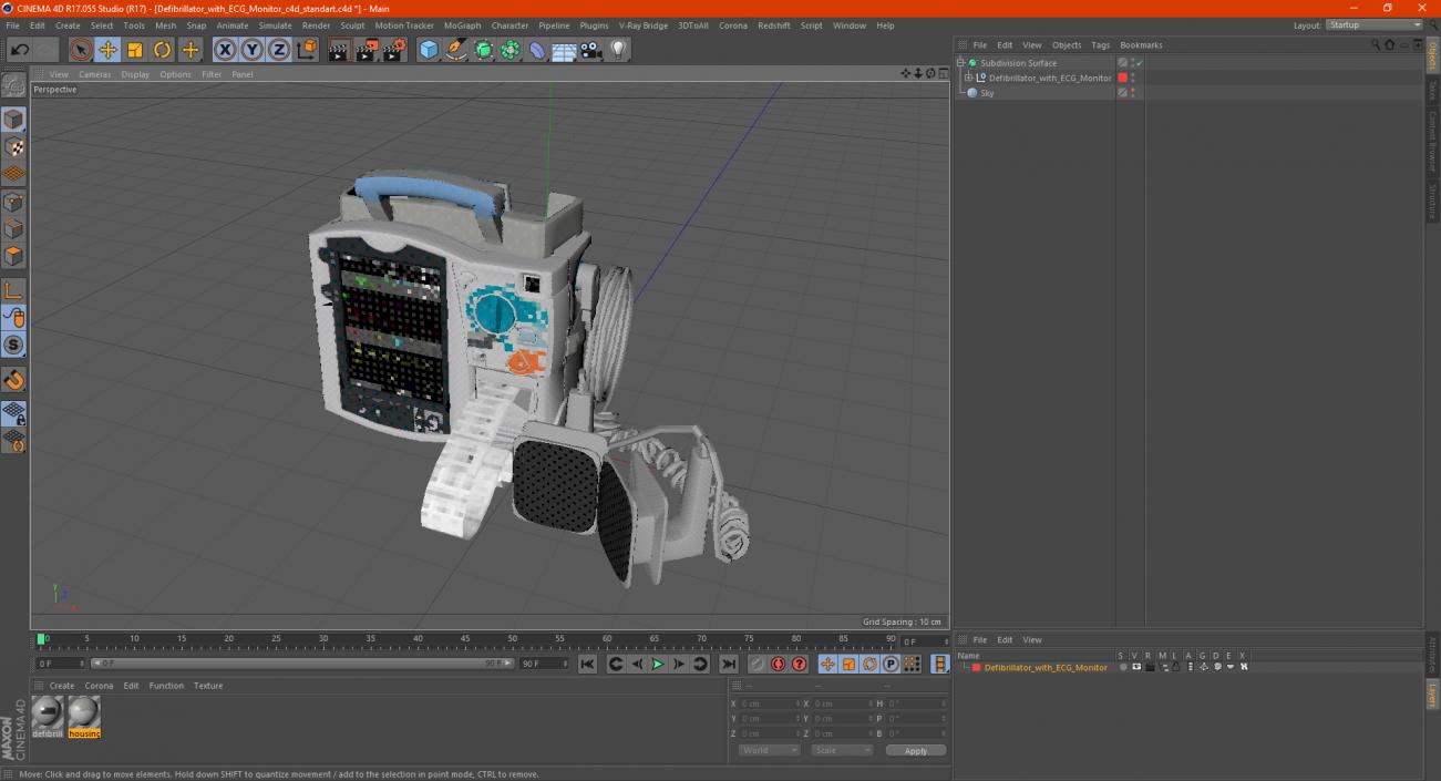 3D model Defibrillator with ECG Monitor