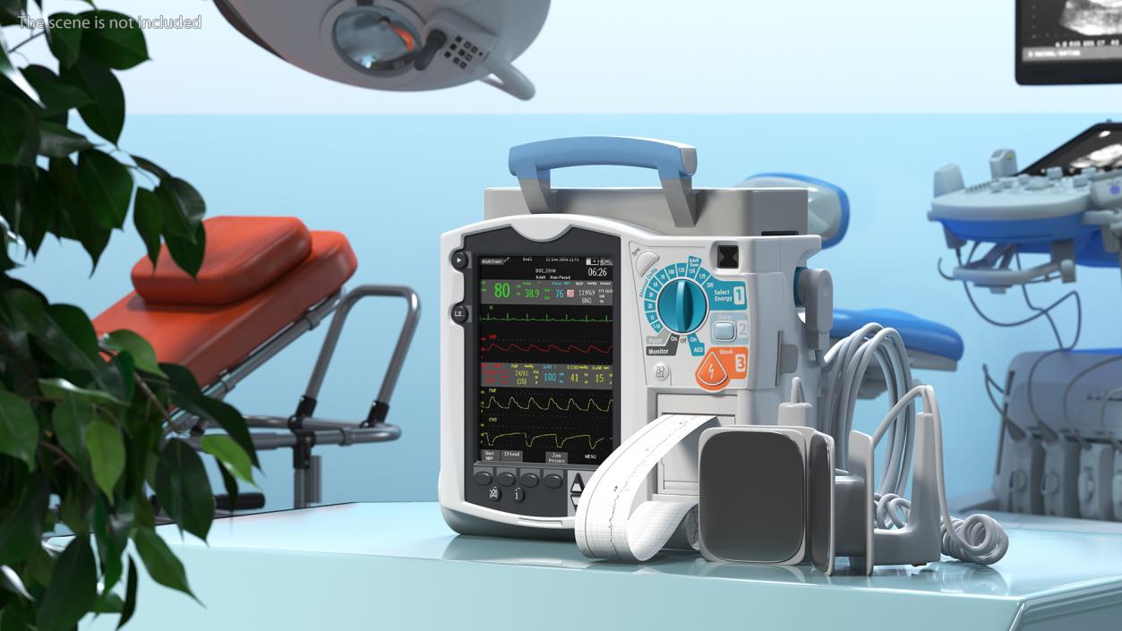 3D model Defibrillator with ECG Monitor