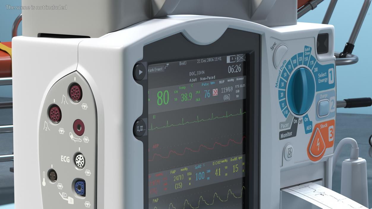 3D model Defibrillator with ECG Monitor