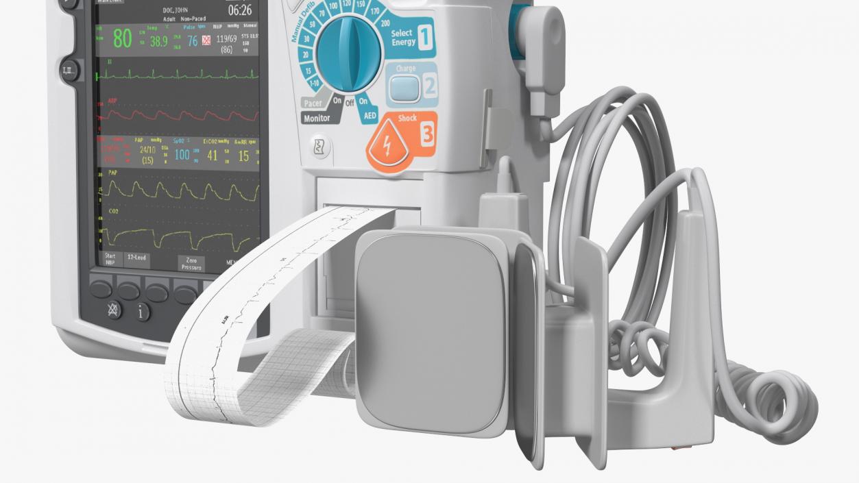 3D model Defibrillator with ECG Monitor