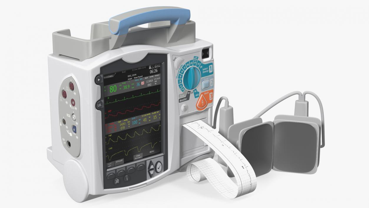 3D model Defibrillator with ECG Monitor