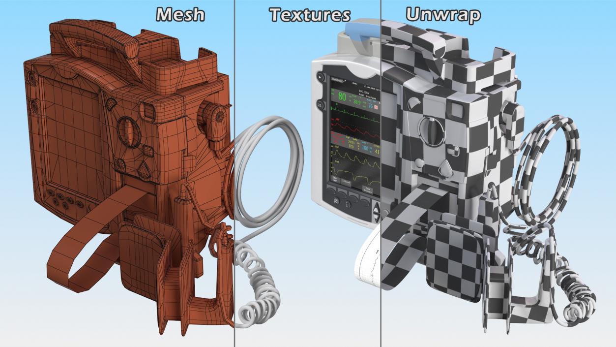 3D model Defibrillator with ECG Monitor