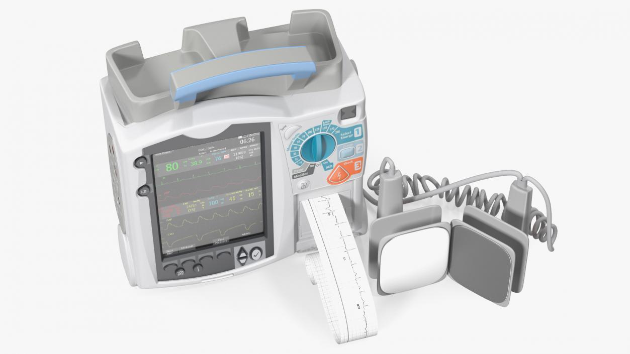 3D model Defibrillator with ECG Monitor