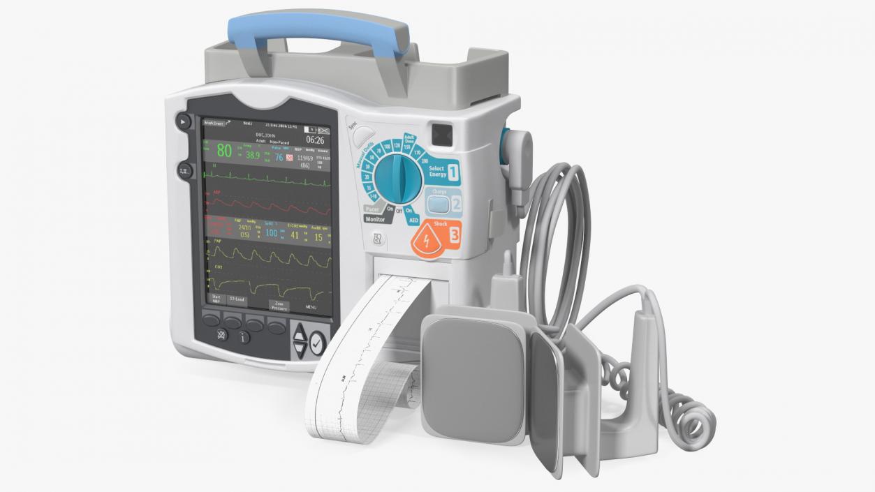 3D model Defibrillator with ECG Monitor