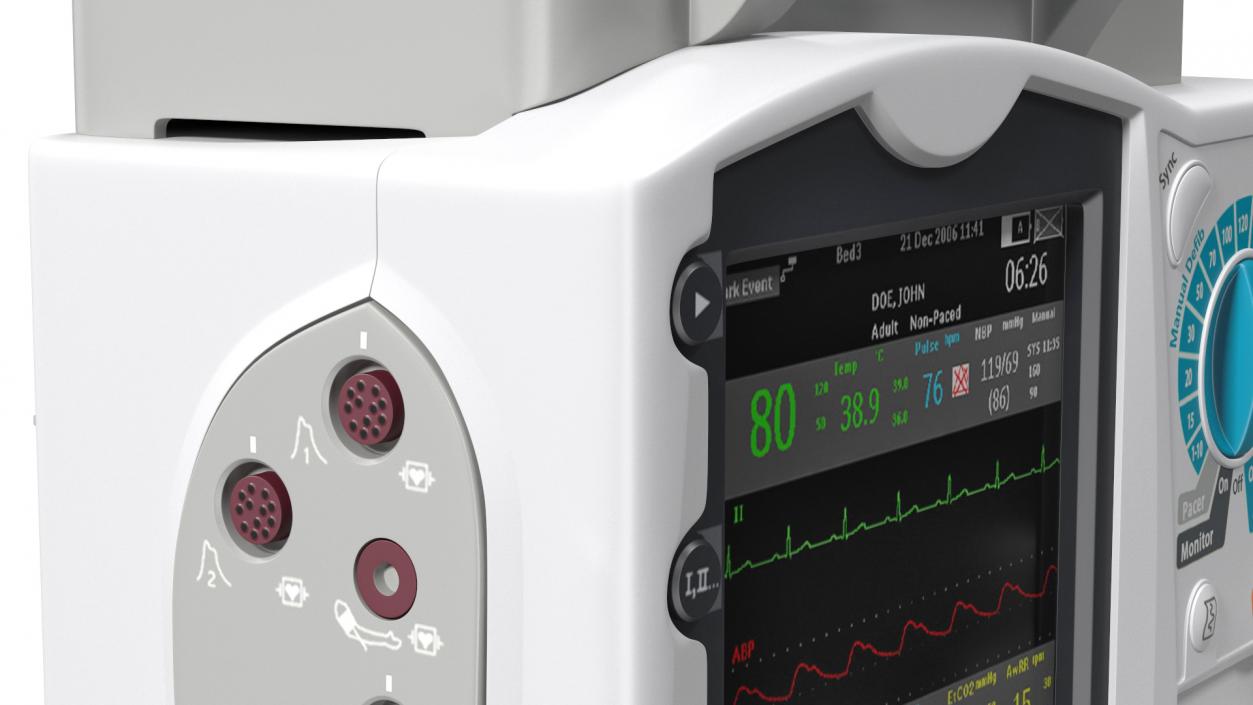 3D model Defibrillator with ECG Monitor