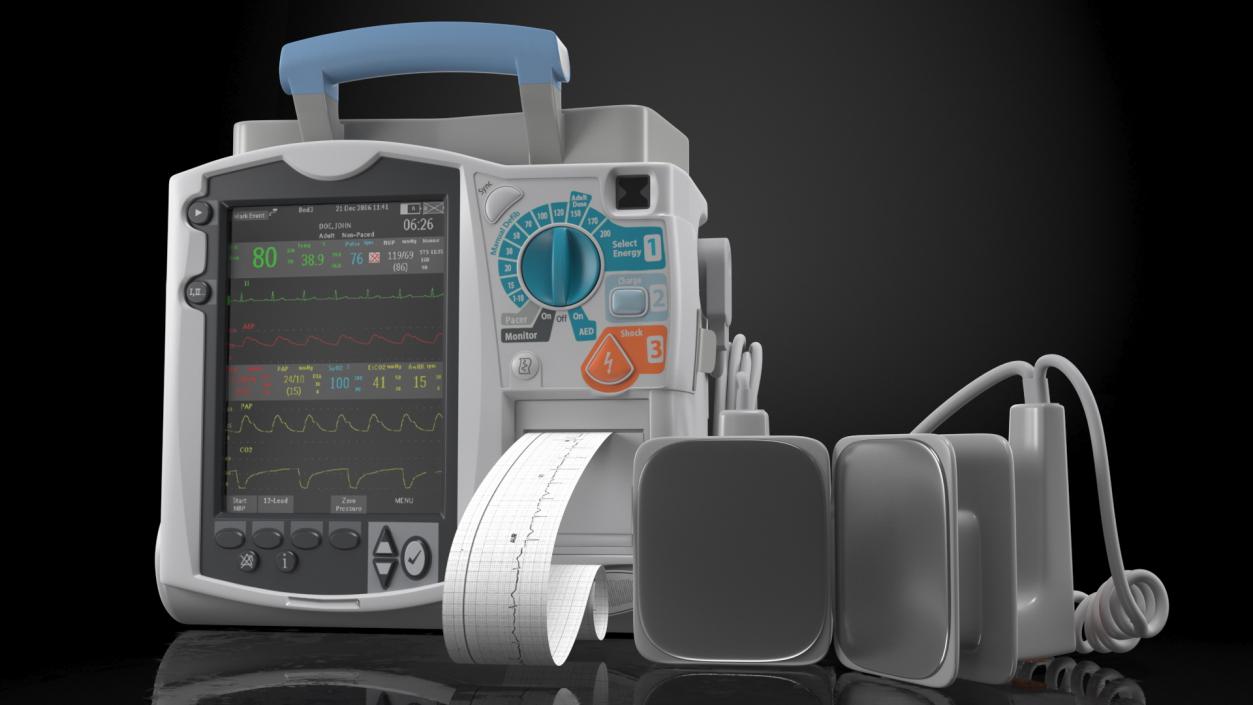 3D model Defibrillator with ECG Monitor