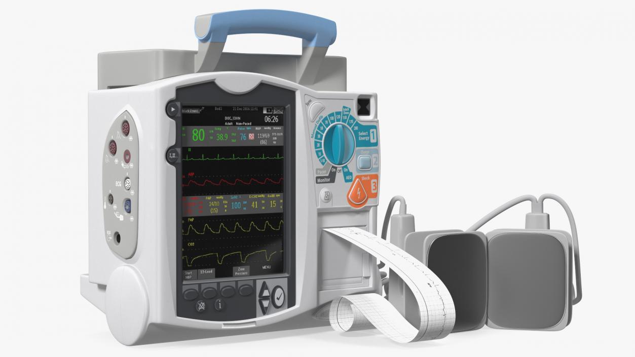 3D model Defibrillator with ECG Monitor