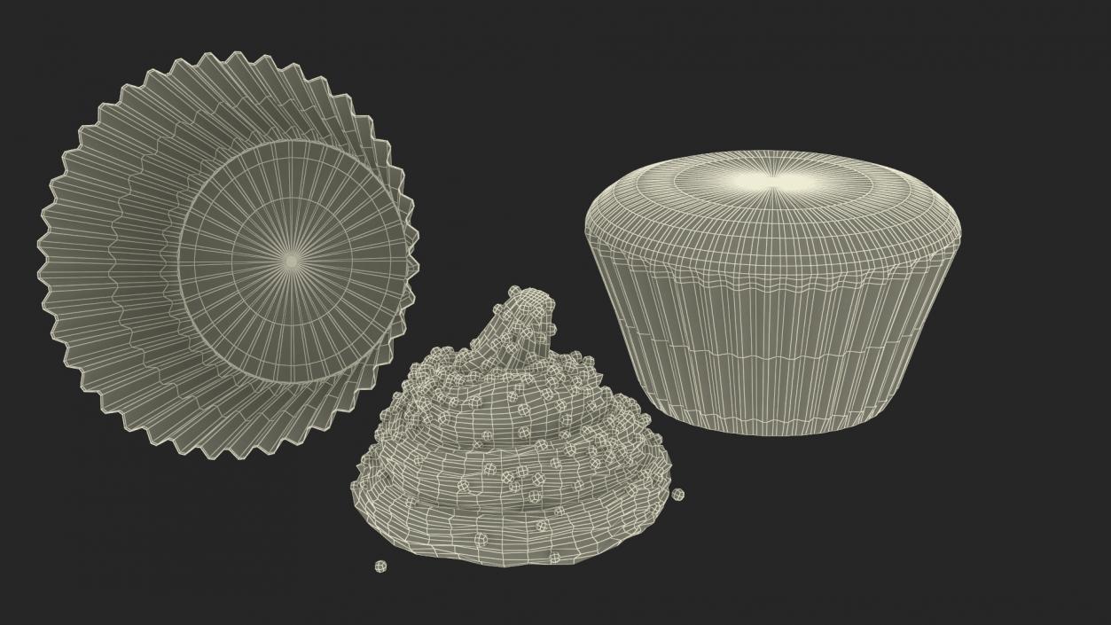 3D model Three Cupcakes on Platter