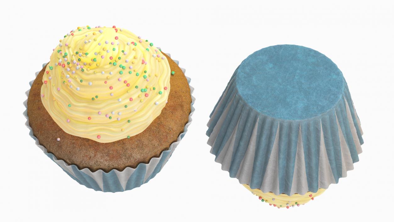 3D model Three Cupcakes on Platter