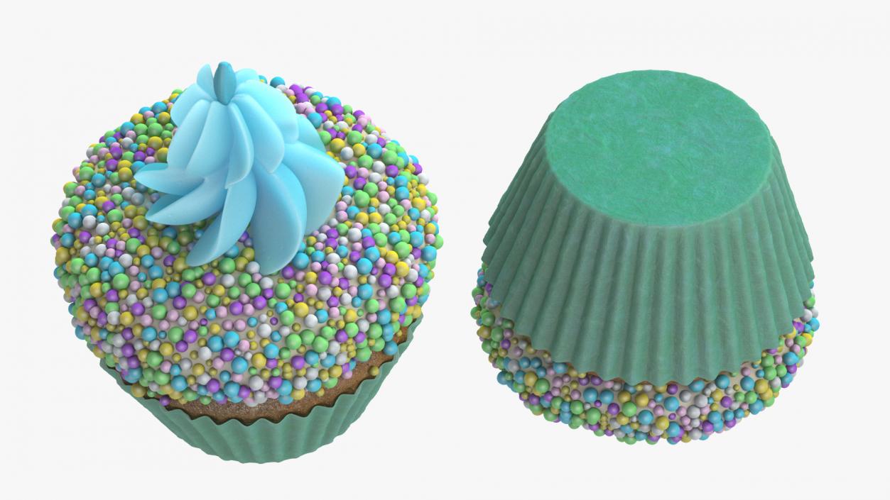 3D model Three Cupcakes on Platter