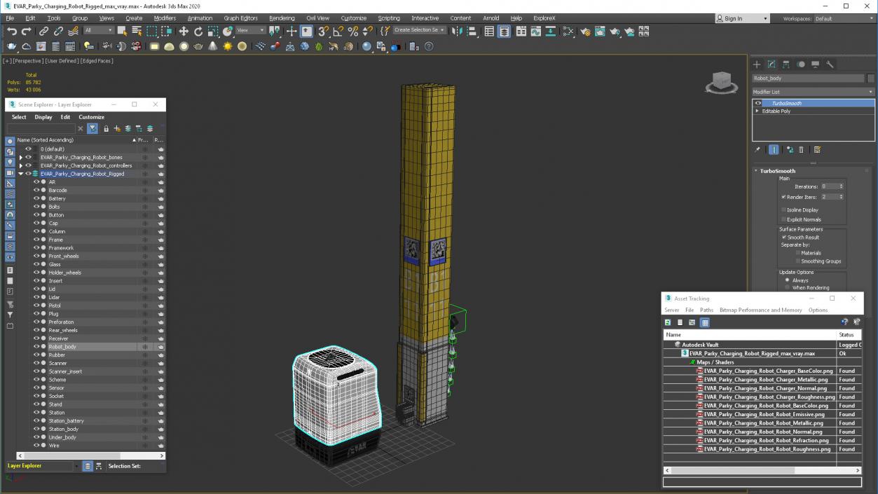 EVAR Parky Charging Robot Rigged 3D