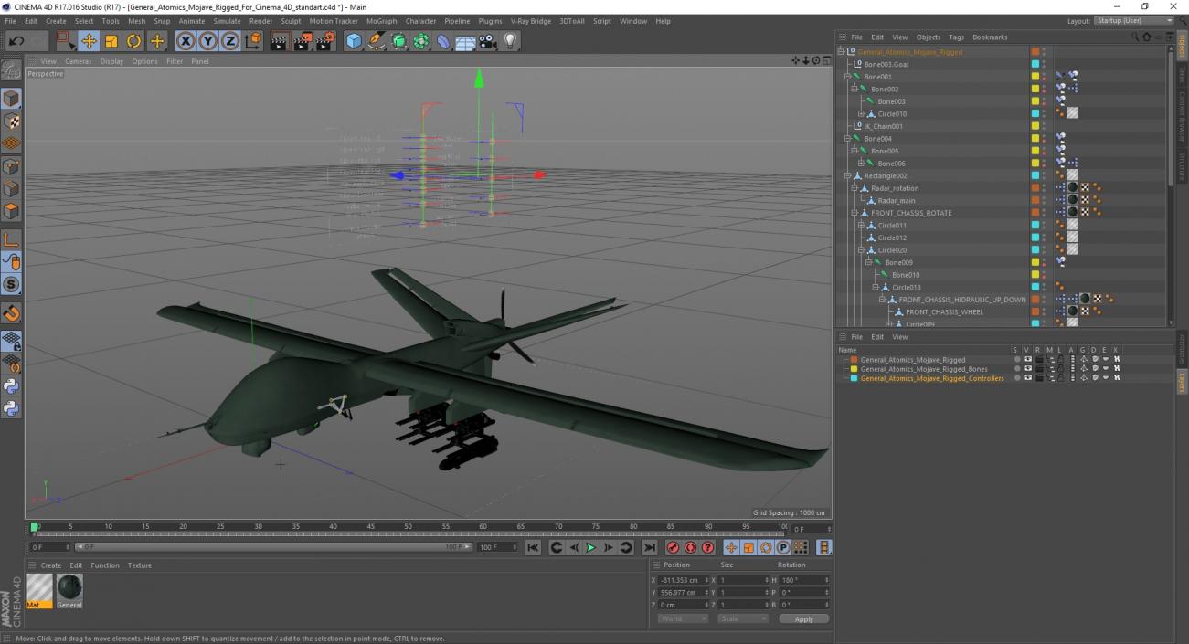 3D General Atomics Mojave Rigged for Cinema 4D model
