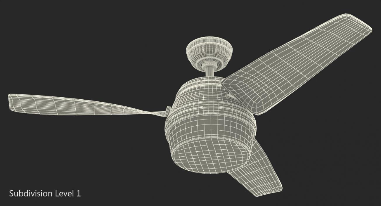 3-Blade Ceiling Fan 3D model