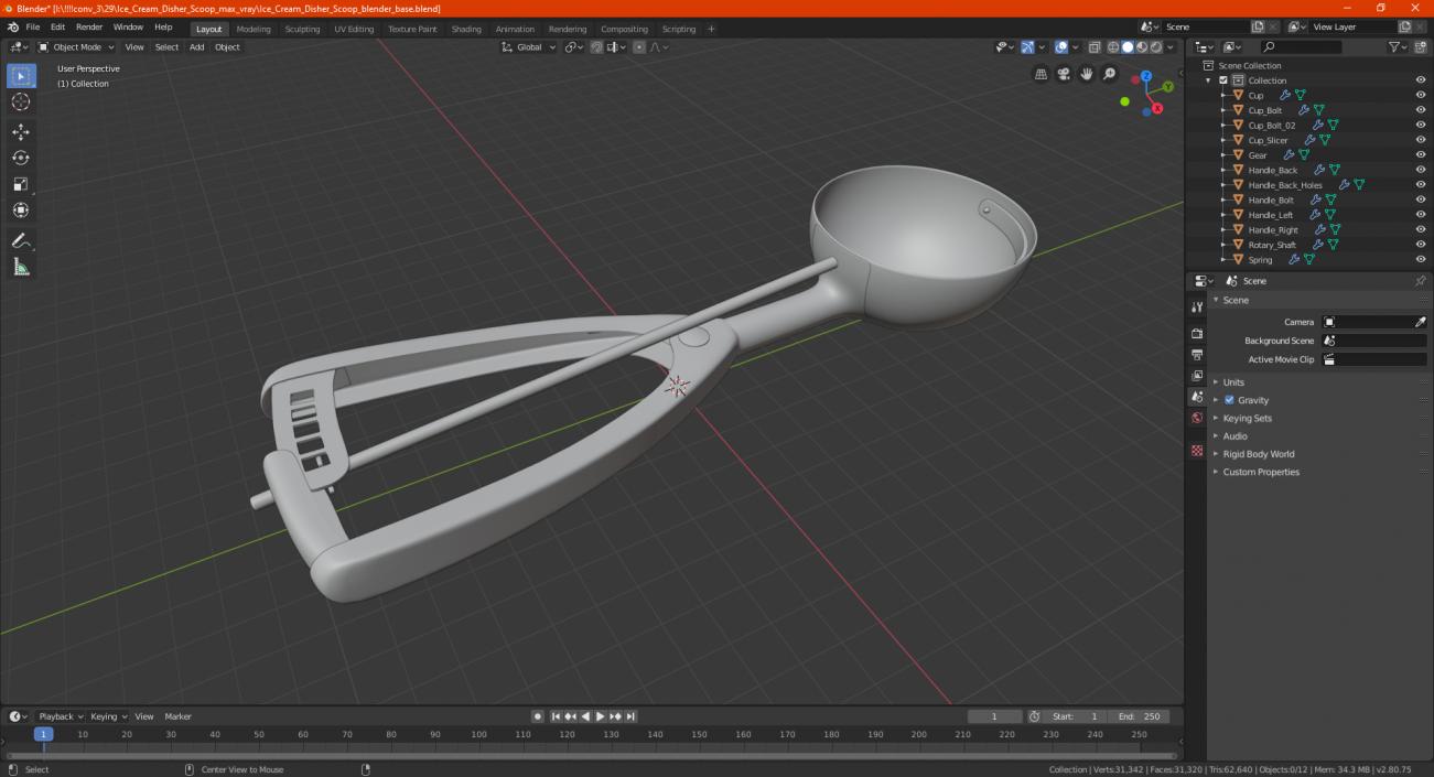 Ice Cream Disher Scoop 3D