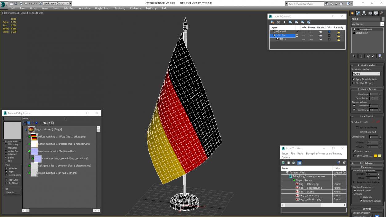 3D Table Flag Germany model