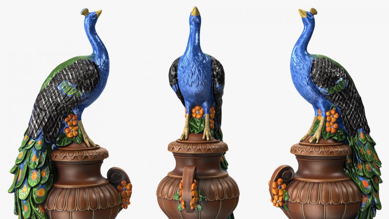 3D model Fantasy Painted Peacock Statue