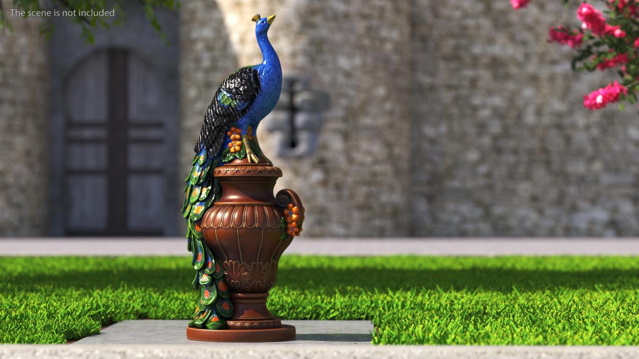 3D model Fantasy Painted Peacock Statue