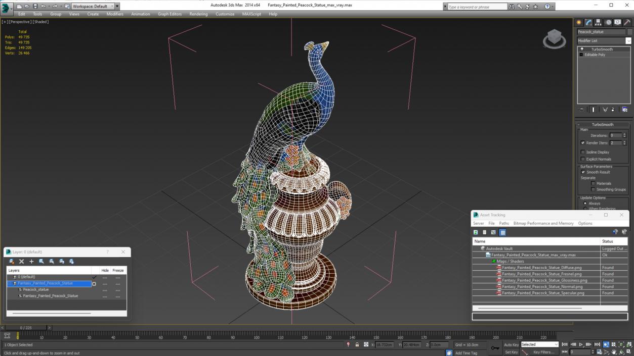 3D model Fantasy Painted Peacock Statue