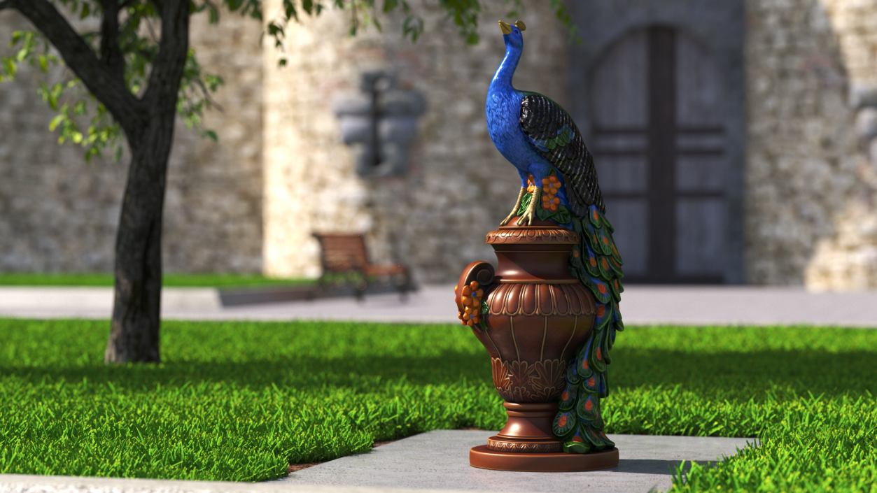 3D model Fantasy Painted Peacock Statue