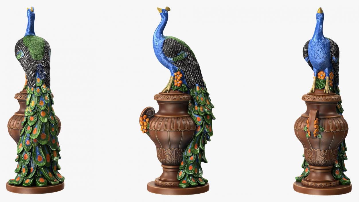 3D model Fantasy Painted Peacock Statue