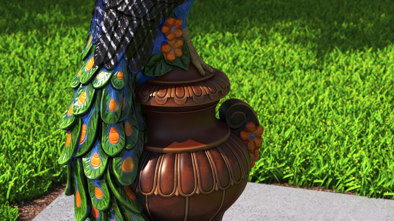 3D model Fantasy Painted Peacock Statue