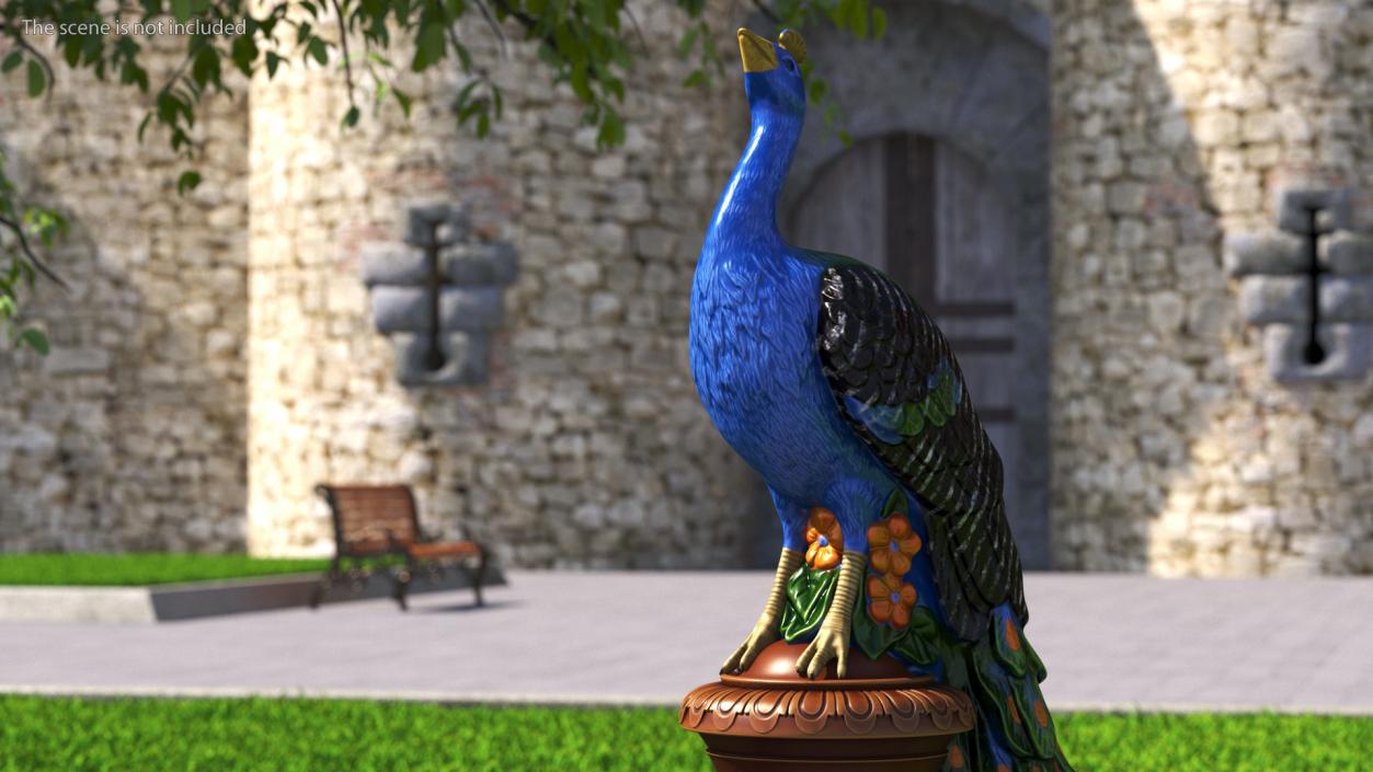 3D model Fantasy Painted Peacock Statue