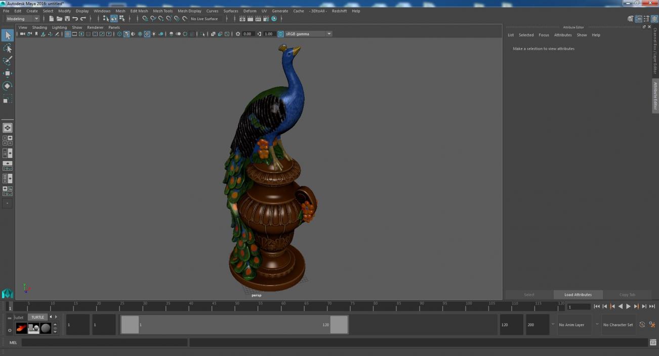 3D model Fantasy Painted Peacock Statue