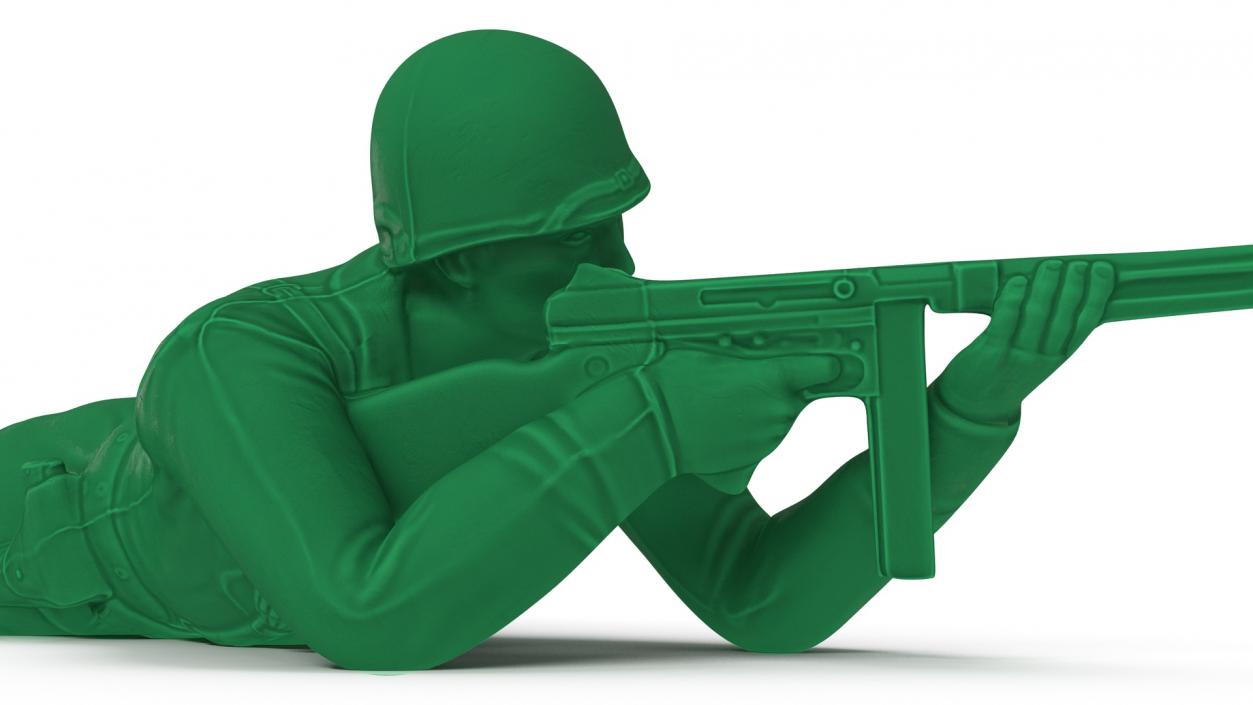 3D Green Plastic Toy Soldier Lying Prone with Rifle model