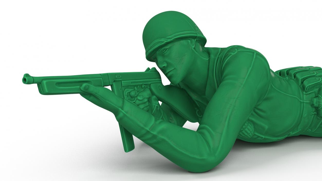 3D Green Plastic Toy Soldier Lying Prone with Rifle model