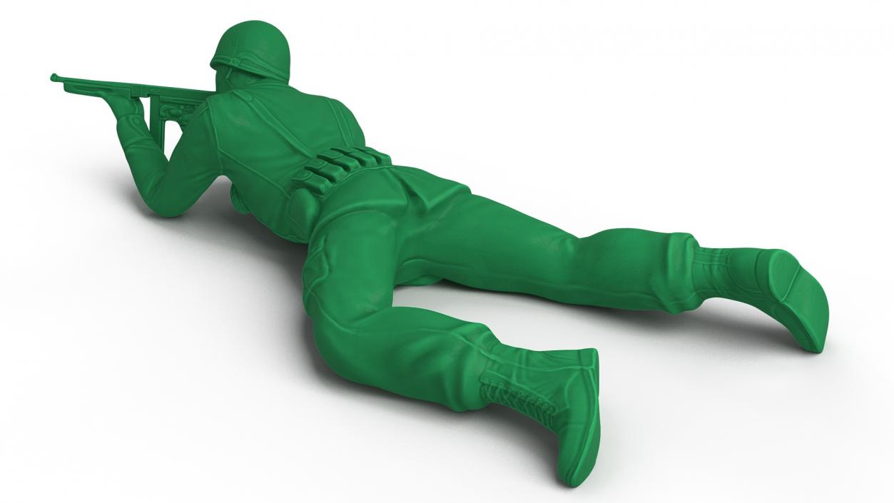 3D Green Plastic Toy Soldier Lying Prone with Rifle model