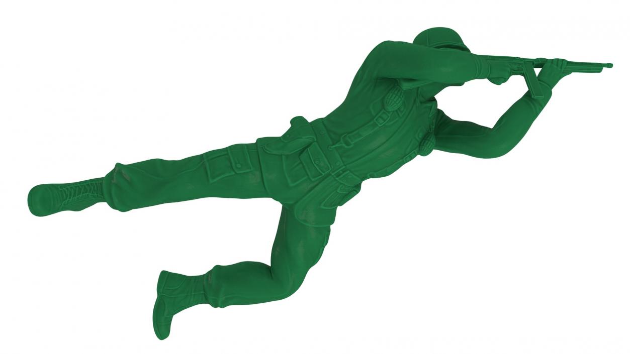 3D Green Plastic Toy Soldier Lying Prone with Rifle model