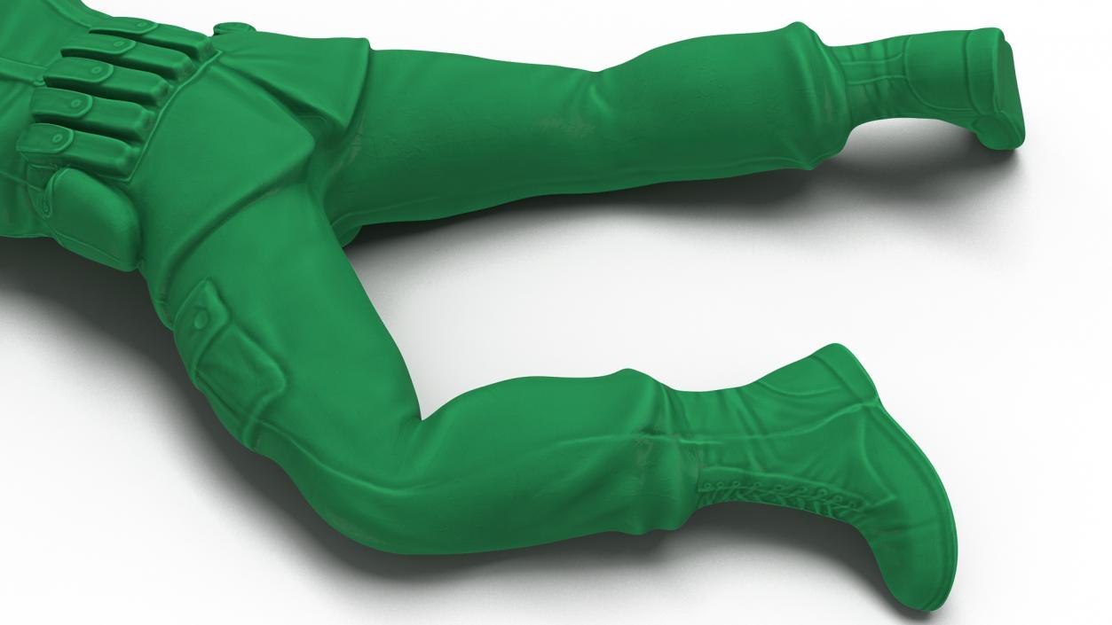 3D Green Plastic Toy Soldier Lying Prone with Rifle model