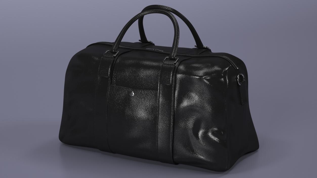 Leather Travel Bag Black 3D model