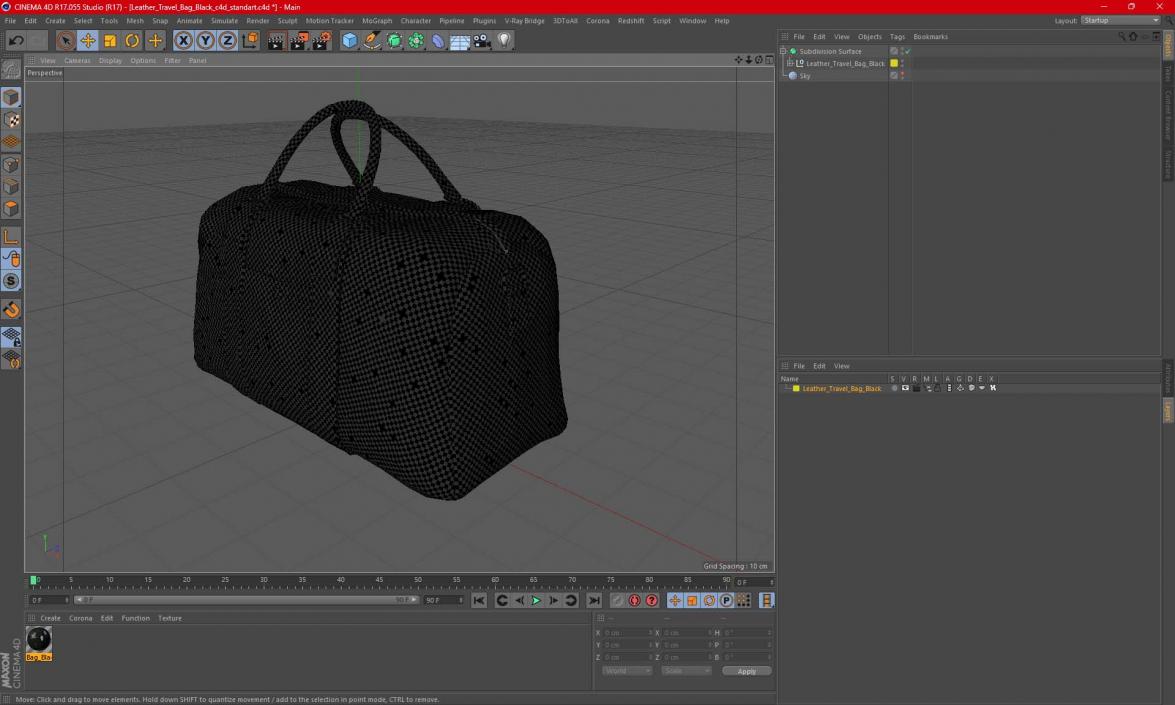 Leather Travel Bag Black 3D model