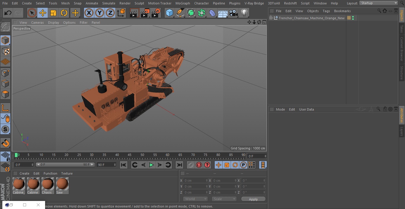 3D Trencher Chainsaw Machine Orange New