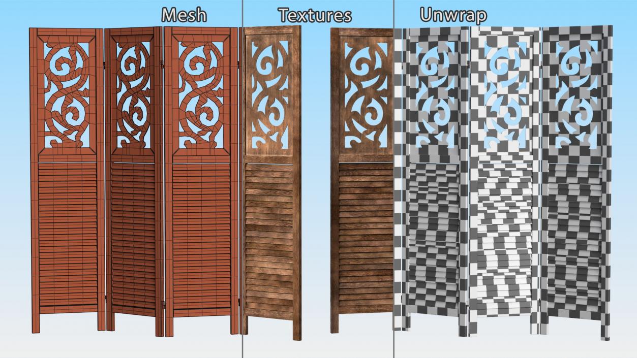 Folding Room Dividers Collection 2 3D model