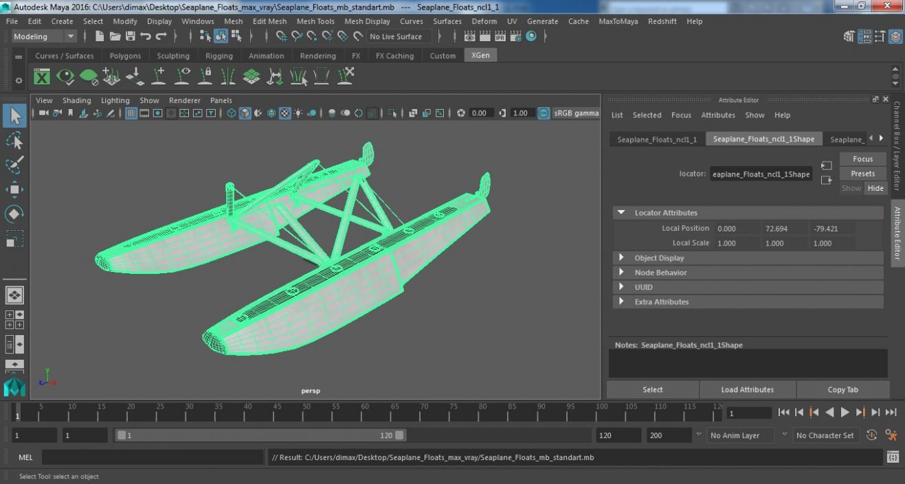 3D model Seaplane Floats