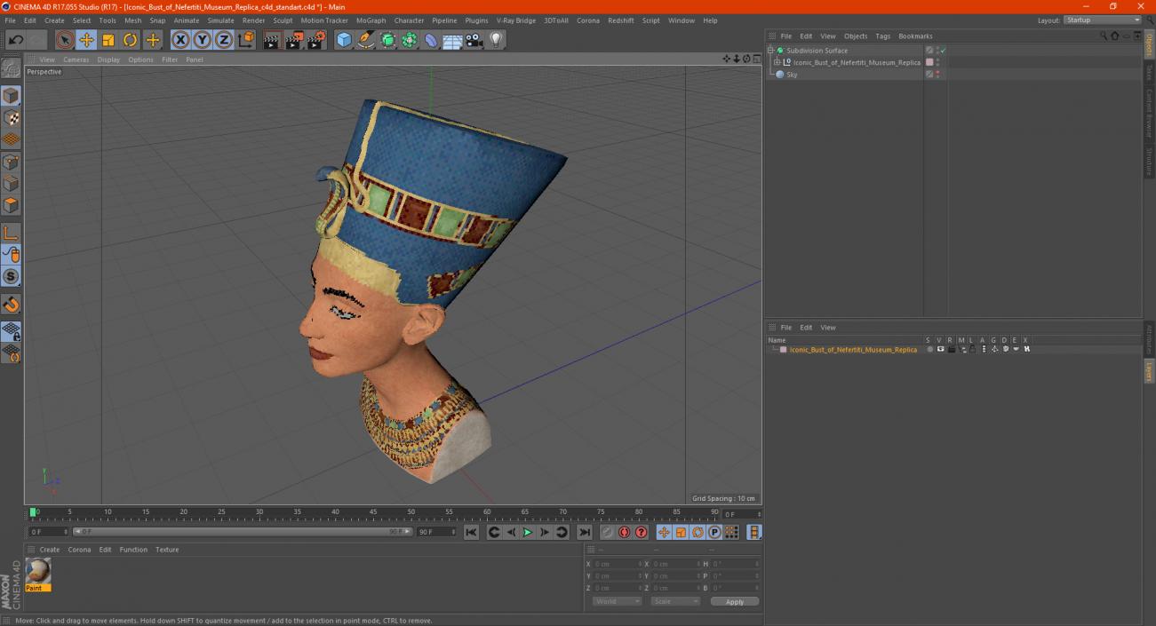 Iconic Bust of Nefertiti Museum Replica 3D model