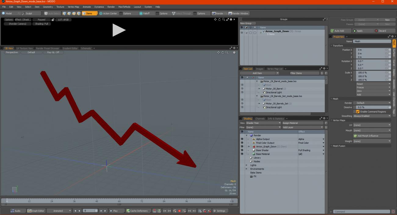 3D Arrow Graph Down