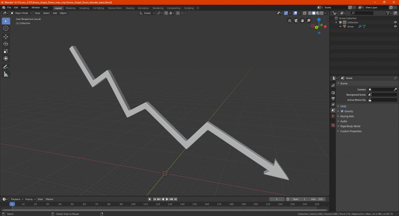 3D Arrow Graph Down