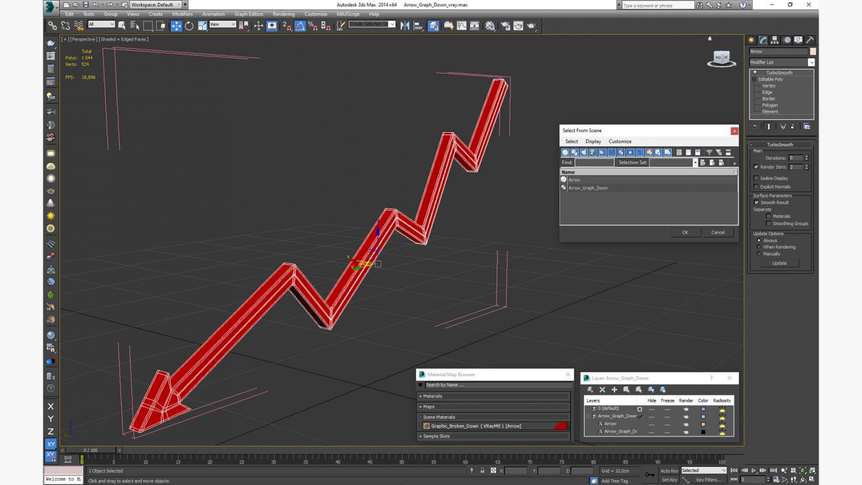 3D Arrow Graph Down