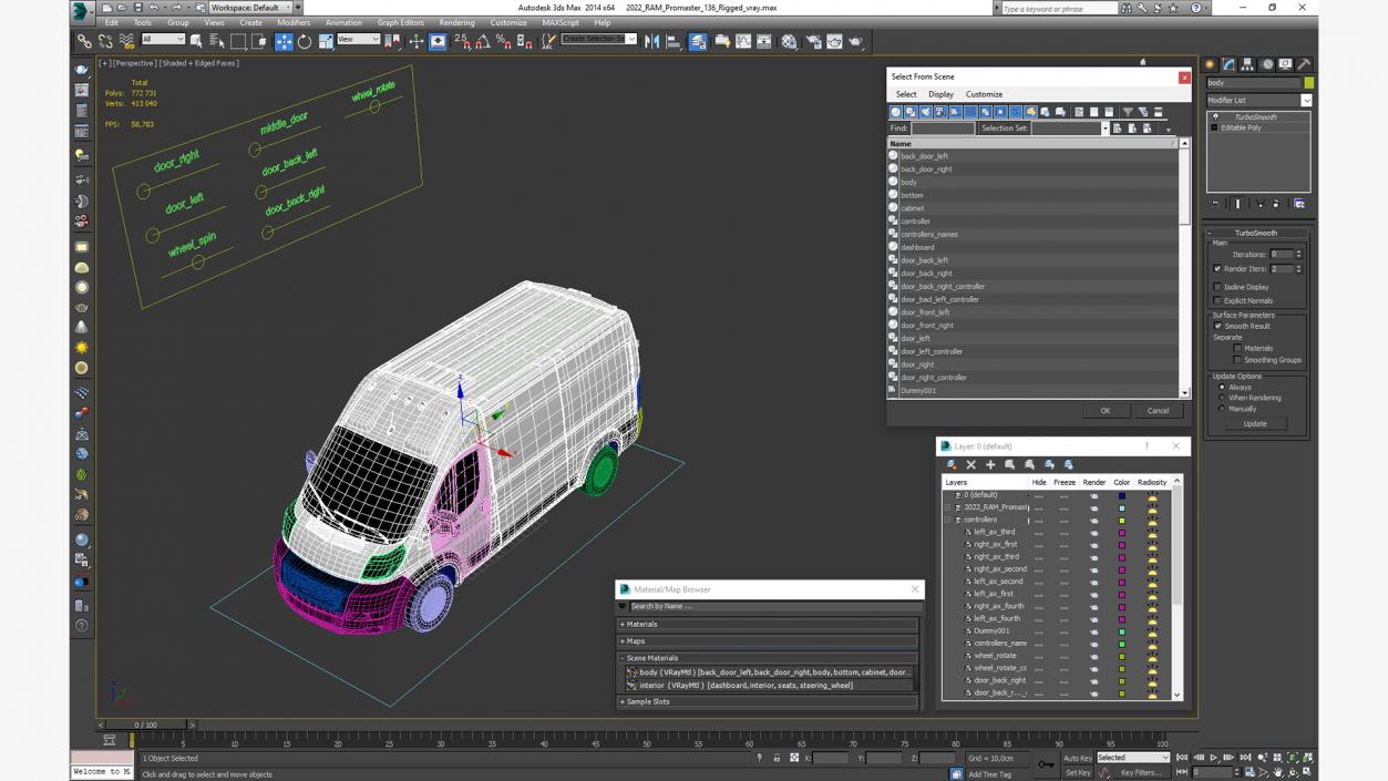 2022 RAM Promaster 136 Rigged 3D model