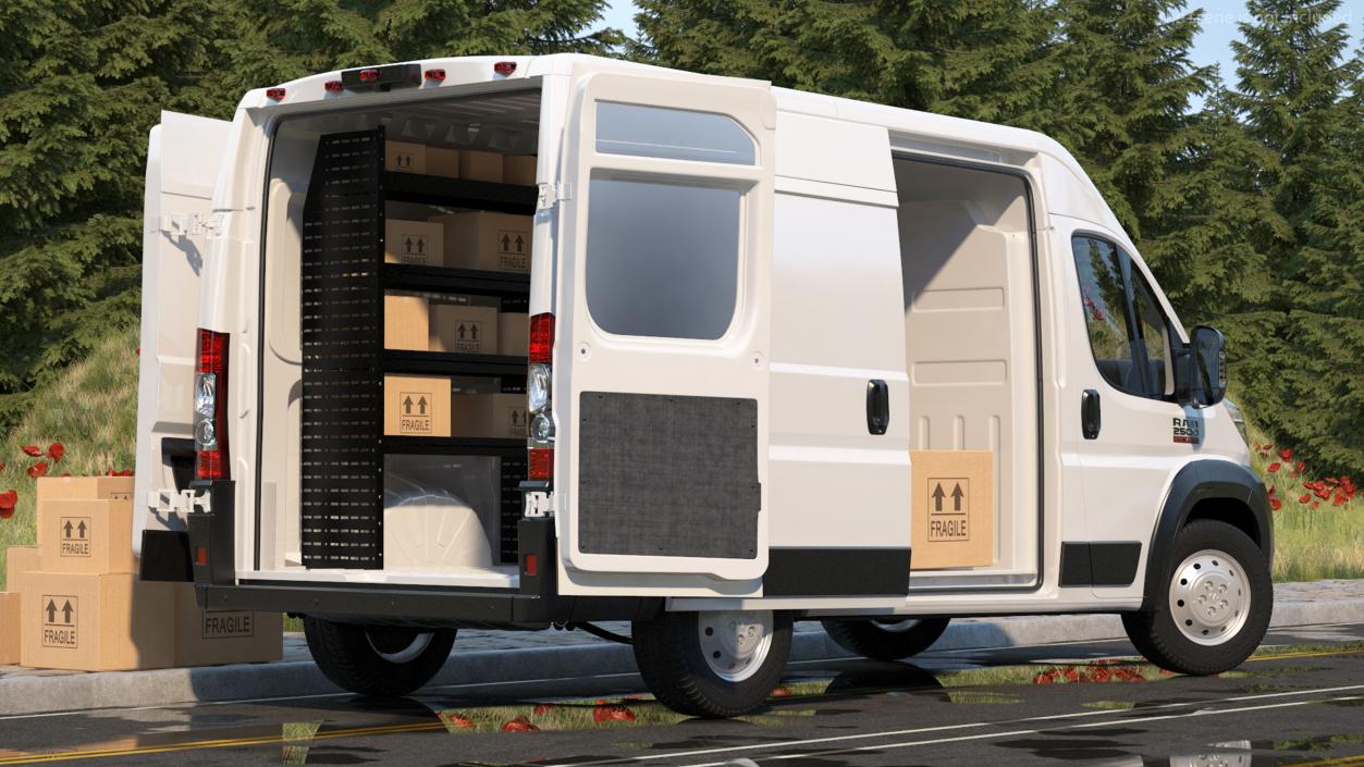 2022 RAM Promaster 136 Rigged 3D model