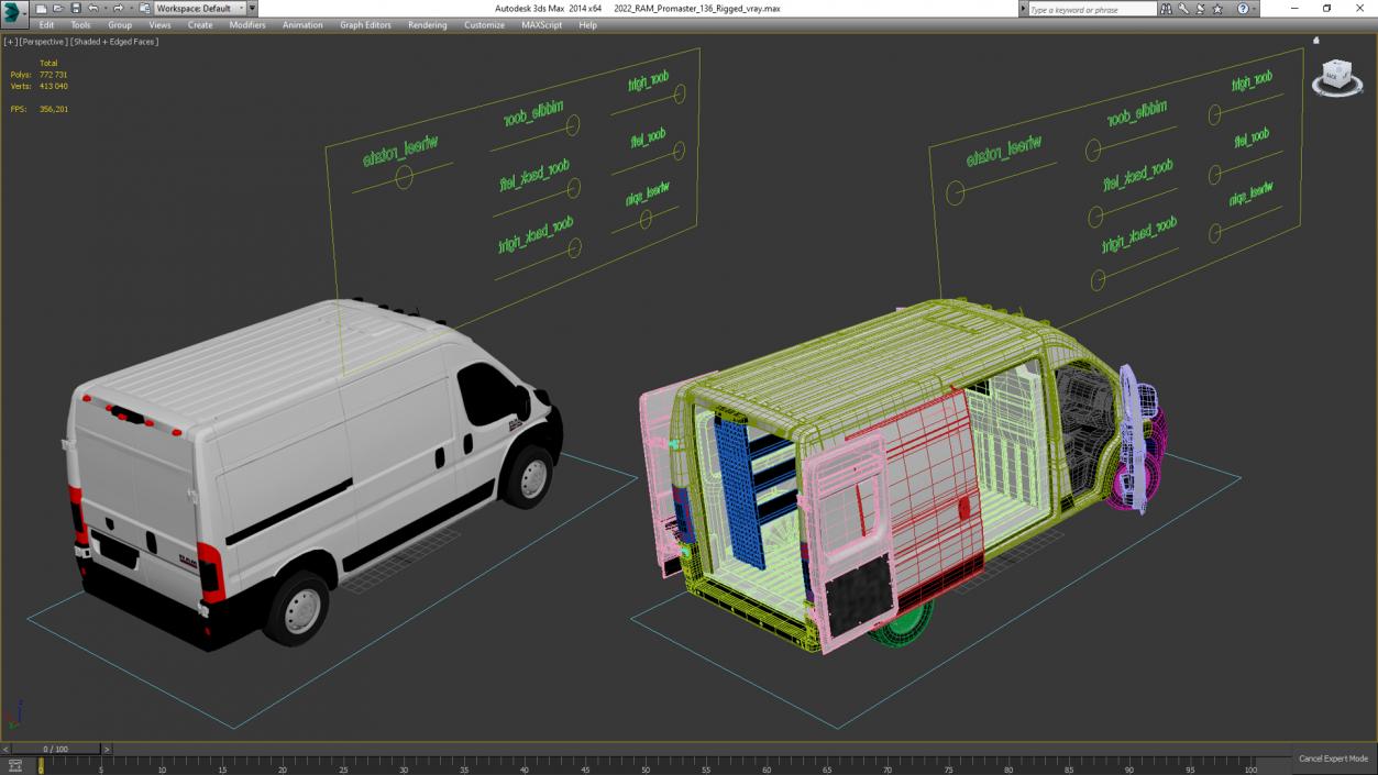 2022 RAM Promaster 136 Rigged 3D model