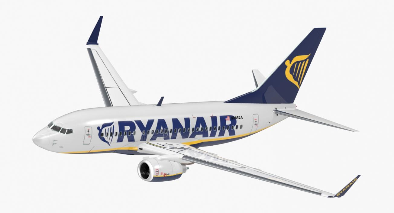 3D Boeing 737-600 with Interior Ryanair Rigged model