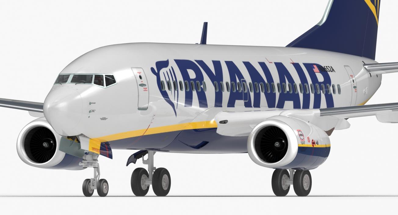 3D Boeing 737-600 with Interior Ryanair Rigged model