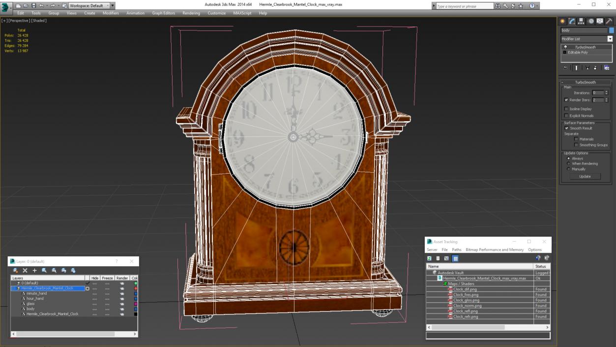 3D model Hermle Clearbrook Mantel Clock