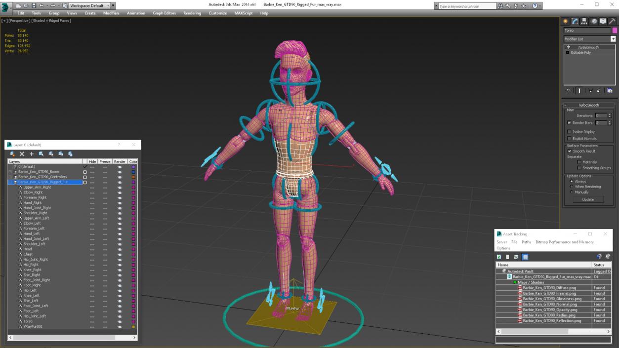 Barbie Ken GTD90 Rigged Fur 3D